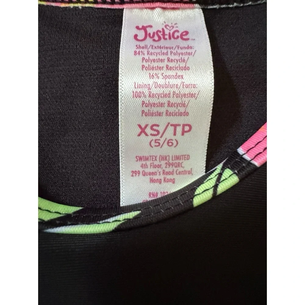 Justice Sport Girls XS 5/6 Rash Guard Swim Shirt Long Sleeve Floral Peace Lake